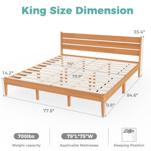 Load image into Gallery viewer, MORDEER Malaysian Oak Bed Frame with Ladder Headboard