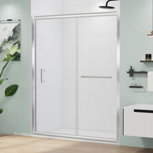 Load image into Gallery viewer, MORDEER Semi-Frameless Shower Door, Sliding Glass Shower Door with 1/4"(6mm) SGCC Clear Tempered Glass, Bathroom Shower Glass Door with Stainless Steel Handle