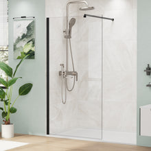 Load image into Gallery viewer, MORDEER 34" W x 72" H Fixed Glass Shower Panel, 5/16" SGCC Tempered Glass Shower Door, Semi-Frameless Shower Glass Panel with Stainless Steel Supporting Bar, Bathroom Shower Screen