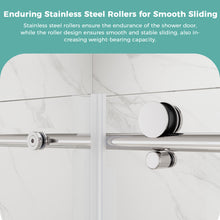 Load image into Gallery viewer, Frameless Sliding Tub Door 56-59" W x 59" H, Bathtub Glass Shower Door with SGCC Clear Tempered Glass, Tub Shower Door with Stainless Steel Hardware, Installation for Bathroom