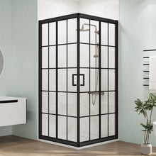 Load image into Gallery viewer, MORDEER 36"D x 36"W x 75" H Corner Sliding Shower Enclosure, SGCC Tempered Glass Shower Door with Explosion-Proof Film, Aluminum Framed Corner Shower Enclosure(Shower Base Not Included)