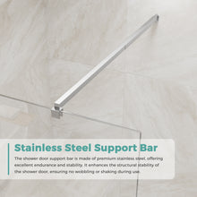 Load image into Gallery viewer, MORDEER 34" W x 72" H Fixed Glass Shower Panel, 5/16" SGCC Tempered Glass Shower Door, Semi-Frameless Shower Glass Panel with Stainless Steel Supporting Bar, Bathroom Shower Screen