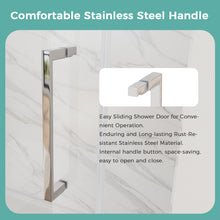 Load image into Gallery viewer, Frameless Sliding Tub Door 56-59" W x 59" H, Bathtub Glass Shower Door with SGCC Clear Tempered Glass, Tub Shower Door with Stainless Steel Hardware, Installation for Bathroom