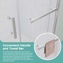 Load image into Gallery viewer, MORDEER Semi-Frameless Shower Door, Sliding Glass Shower Door with 1/4"(6mm) SGCC Clear Tempered Glass, Bathroom Shower Glass Door with Stainless Steel Handle