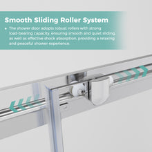 Load image into Gallery viewer, MORDEER Semi-Frameless Shower Door, Sliding Glass Shower Door with 1/4"(6mm) SGCC Clear Tempered Glass, Bathroom Shower Glass Door with Stainless Steel Handle