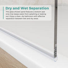 Load image into Gallery viewer, MORDEER 34" W x 72" H Fixed Glass Shower Panel, 5/16" SGCC Tempered Glass Shower Door, Semi-Frameless Shower Glass Panel with Stainless Steel Supporting Bar, Bathroom Shower Screen