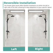 Load image into Gallery viewer, MORDEER 34" W x 72" H Fixed Glass Shower Panel, 5/16" SGCC Tempered Glass Shower Door, Semi-Frameless Shower Glass Panel with Stainless Steel Supporting Bar, Bathroom Shower Screen