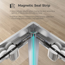 Load image into Gallery viewer, MORDEER 36"D x 36"W x 75" H Corner Sliding Shower Enclosure, SGCC Tempered Glass Shower Door with Explosion-Proof Film, Aluminum Framed Corner Shower Enclosure(Shower Base Not Included)