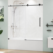 Load image into Gallery viewer, Frameless Sliding Tub Door 56-59" W x 59" H, Bathtub Glass Shower Door with SGCC Clear Tempered Glass, Tub Shower Door with Stainless Steel Hardware, Installation for Bathroom