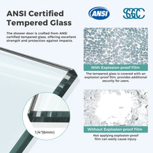 Load image into Gallery viewer, MORDEER Semi-Frameless Shower Door, Sliding Glass Shower Door with 1/4"(6mm) SGCC Clear Tempered Glass, Bathroom Shower Glass Door with Stainless Steel Handle