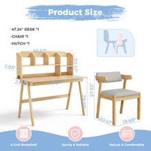 Load image into Gallery viewer, 47.24" Solid Wood Kids Desk and Chair Set