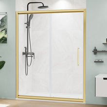 Load image into Gallery viewer, Semi-Frameless Gold Shower Door with Ultra White Clear Tempered Glass