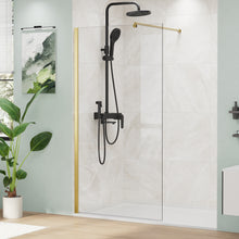 Load image into Gallery viewer, MORDEER 34&quot; W x 72&quot; H Fixed Glass Shower Panel, 5/16&quot; SGCC Tempered Glass Shower Door, Semi-Frameless Shower Glass Panel with Stainless Steel Supporting Bar, Bathroom Shower Screen
