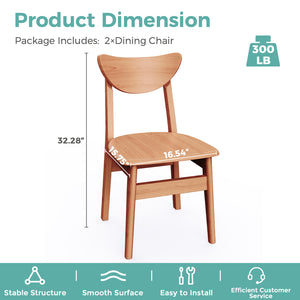 MORDEER Solid Wood Dining Chairs with Curved Backrest