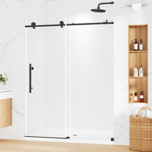Load image into Gallery viewer, MORDEER 56-60" W x 75" H Frameless Shower Door, Black Shower Door with 1/4" (6mm) Clear SGCC Certified Tempered Glass, Glass Shower Door With Explosion-Proof Film, Stainless Steel Circular Top Rail
