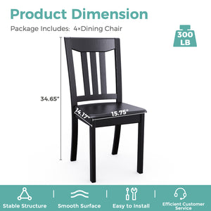 MORDEER Solid Wood Dining Chairs with High Slat Back