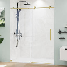 Load image into Gallery viewer, Frameless Glass Shower Door, Frameless Sliding Shower Door with Stainless Steel Handle &amp; Anti-Jump System
