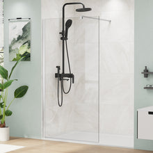 Load image into Gallery viewer, MORDEER 34&quot; W x 72&quot; H Fixed Glass Shower Panel, 5/16&quot; SGCC Tempered Glass Shower Door, Semi-Frameless Shower Glass Panel with Stainless Steel Supporting Bar, Bathroom Shower Screen
