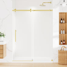 Load image into Gallery viewer, MORDEER 56-60" W x 75" H Frameless Shower Door, Black Shower Door with 1/4" (6mm) Clear SGCC Certified Tempered Glass, Glass Shower Door With Explosion-Proof Film, Stainless Steel Circular Top Rail
