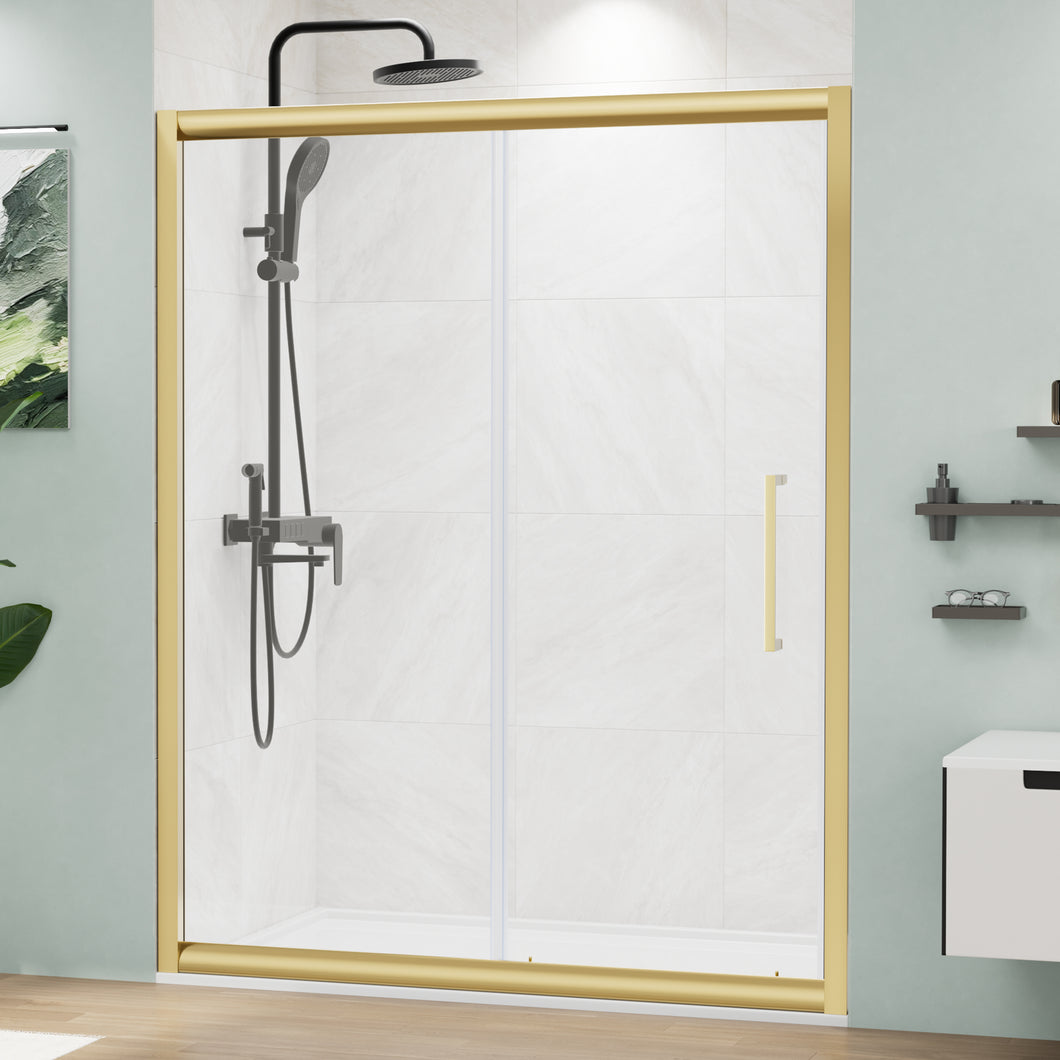 Semi-Frameless Gold Shower Door with Ultra White Clear Tempered Glass