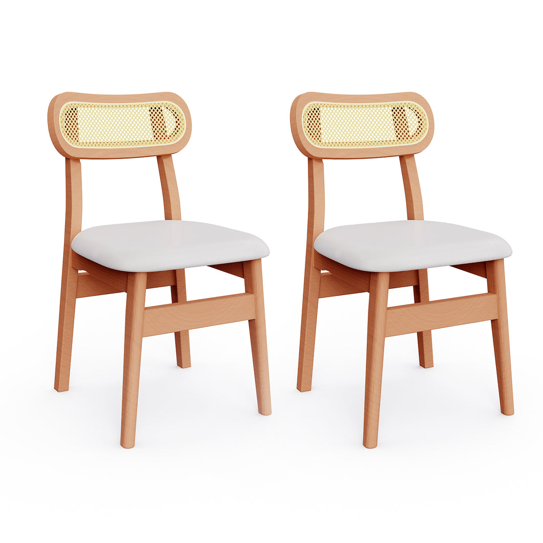 MORDEER Solid Wood Rattan Dining Chairs