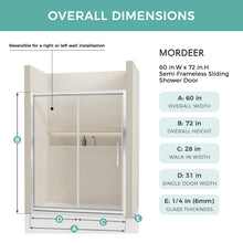 Load image into Gallery viewer, Semi-Frameless Gold Shower Door with Ultra White Clear Tempered Glass
