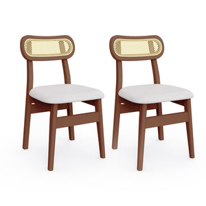 MORDEER Solid Wood Rattan Dining Chairs