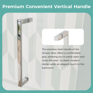 Sliding Shower Door with 5/16"(8mm) Ultra-Clear Tempered Glass, Frameless Shower Door with Seal Strips for Leak Protection